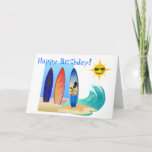 Cool Day At The Beach Surfing Surfboard Birthday Card