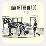Cool Day of the Dead Winged Black and White Horse Square Sticker
