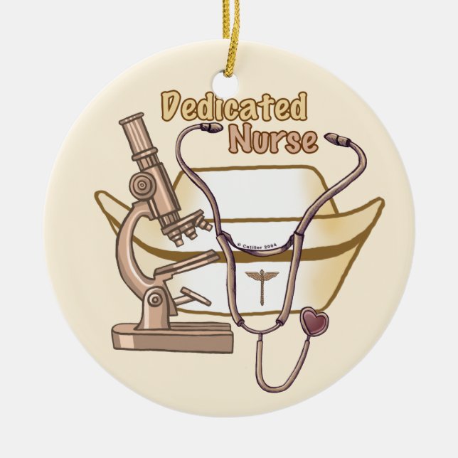 Cool Dedicated Nurse Ceramic Ornament (Front)