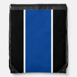 Cool Deep Blue Bold Black White Vertical Stripes Drawstring Bag