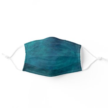 Cool Deep Blue Green  Watercolor Pattern Adult Cloth Face Mask
