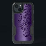 Cool Deep Purple Background & Floral Lace iPhone 13 Case<br><div class="desc">Elegant cool deep purple metallic texture print background with darker purple floral swirly lace accent.</div>