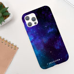 Cool Deep Space Galaxy w/ Name iPhone XR Case<br><div class="desc">This cool phone case features a watercolor space background with classic customizable text. The colors are dark blue and purple. You can personalize it with your own name or monogram.  This device case makes a wonderful birthday gift for anyone or even a stocking stuffer for the holidays.</div>