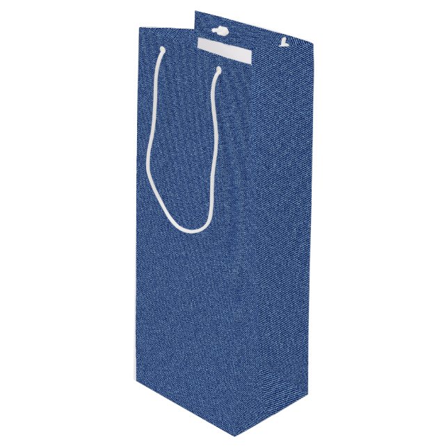 Cool Denim Blue Jeans Wine Gift Bag (Front Angled)