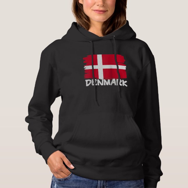 Cool Denmark Flag Raglan Baseball Hoodie (Front)