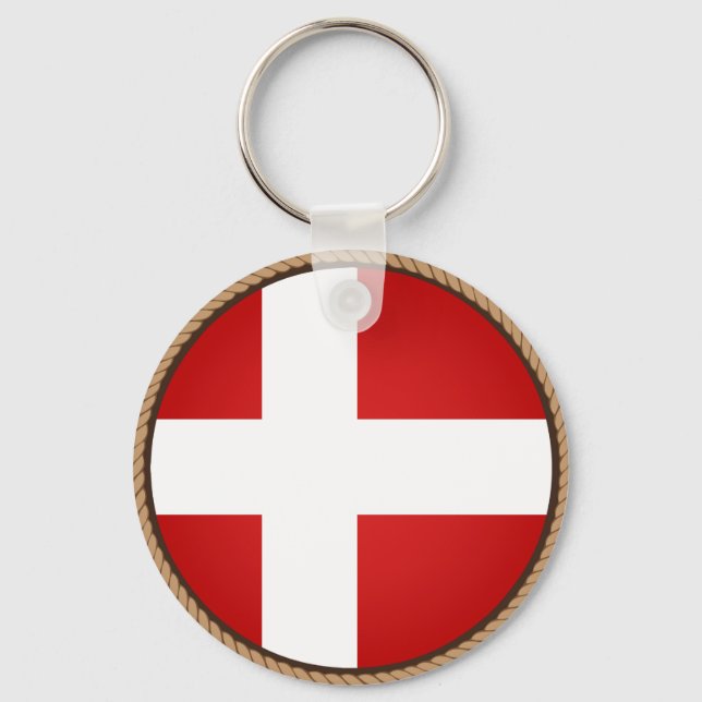 Cool Denmark Flag Seal Keychain (Front)