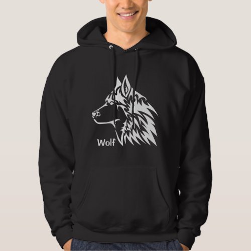 Cool design wolf print for him black hoodie