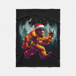 Cool Devil Horns Sasquatch Holiday Lights Christma Fleece Blanket