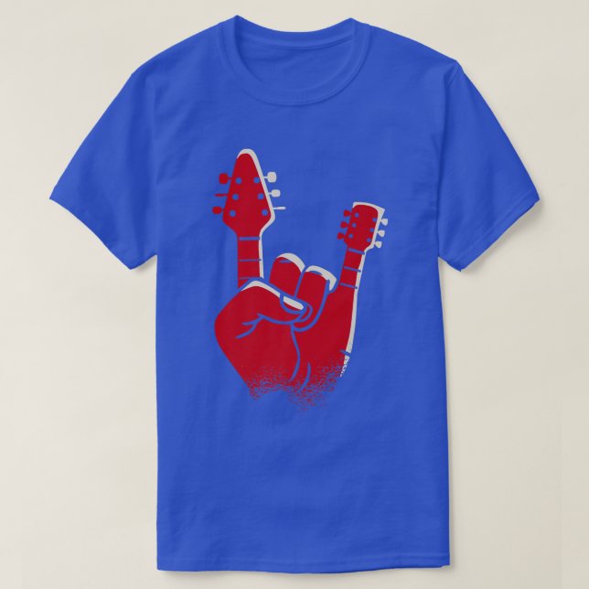 Cool Devil HornsDevil HandHeavy Rock n Roll Guitar T-Shirt (Design Front)