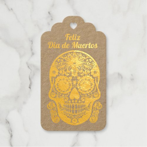 Cool Dia de Muertos doodle style Calavera skull Foil Gift Tags
