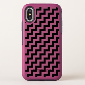 Cool Diagonal Black Chevron Stripes Zigzag on Pink OtterBox Symmetry iPhone X Case
