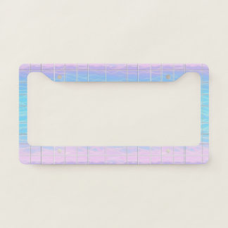 Cool Digital Vaporwave Poolcore Pink Blue Pattern License Plate Frame