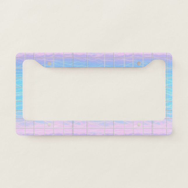 Cool Digital Vaporwave Poolcore Pink Blue Pattern License Plate Frame (Front)