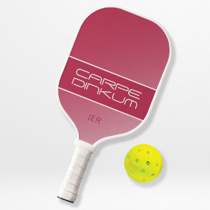 Cool Dink Pun Quote Gradient Initials Magenta Red  Pickleball Paddle