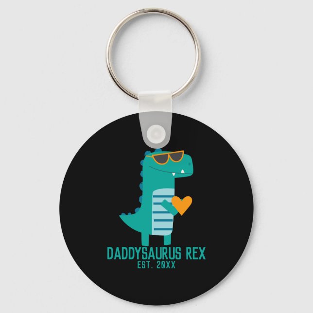 Cool Dino Daddysaurus Rex New Dad Fathers Day  Keychain (Front)