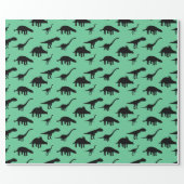 Cool  Dino Dinosaurs Silhouettes Wrapping Paper (Flat)
