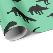 Cool  Dino Dinosaurs Silhouettes Wrapping Paper (Roll Corner)