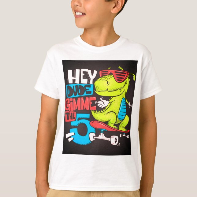 Cool Dino Skate Tee I Animal Shirt for Unisex  (Front)