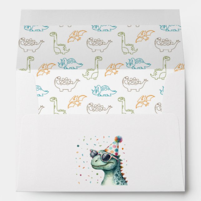 Cool Dinosaur Birthday Party Envelope (Back (Bottom))