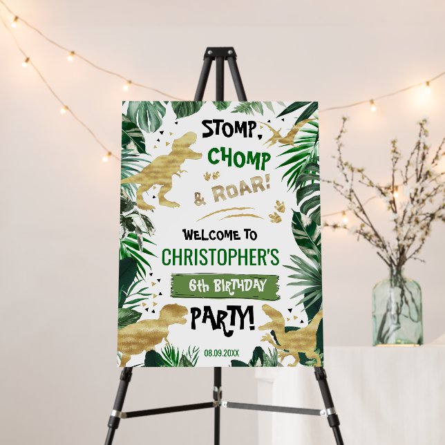 Cool Dinosaur birthday welcome T-Rex Foam Board (In Situ (Stand))