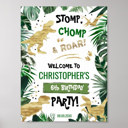 Cool Dinosaur birthday welcome T_Rex Welcome Poster