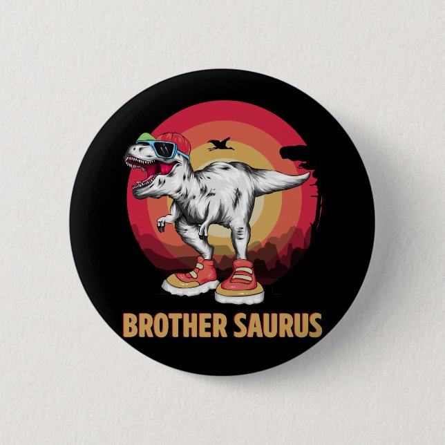 Cool Dinosaur Brother Trex Dino Reptile Fan Button (Front)