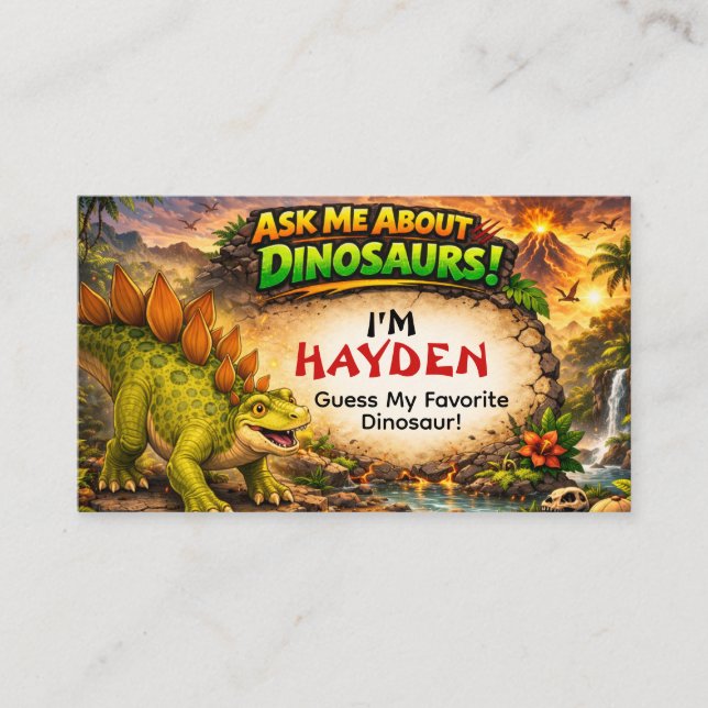 Cool Dinosaur Calling Card for Older Kids (Front)