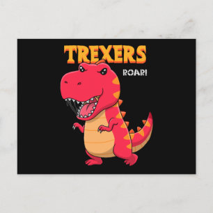 Cool dinosaur cartoon postcard