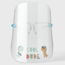 Cool Dinosaur Dudes Kids Theme Face Shield
