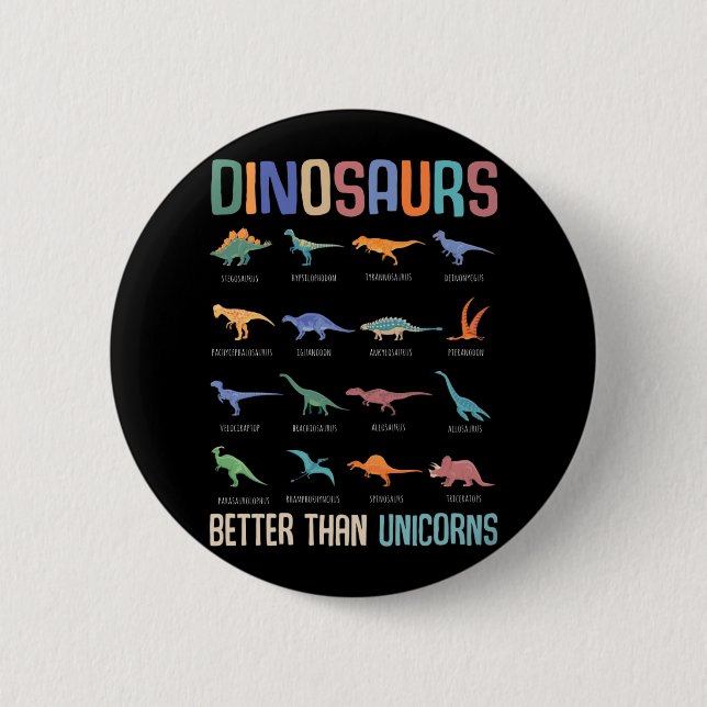 Cool Dinosaur Fan Dino Boys Trex Button (Front)