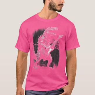 Cool Dinosaur Guitar Playing Acoustic Elecrtic Gif T-Shirt