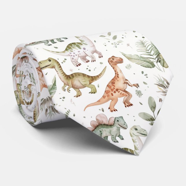 Cool dinosaur lovers tiled neck tie (Rolled)