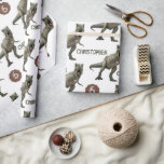 Cool Dinosaur Party Kids Birthday Trex Wrapping Paper<br><div class="desc">Add a personal touch to your gift giving. This simple Trex realistic gift wrap with Dinosarus and personalised name is perfect for kids dinosaur themed party. Visit my shop for matching items such a matching gold dinosaur birthday invitations,  cards,  stickers and more.</div>