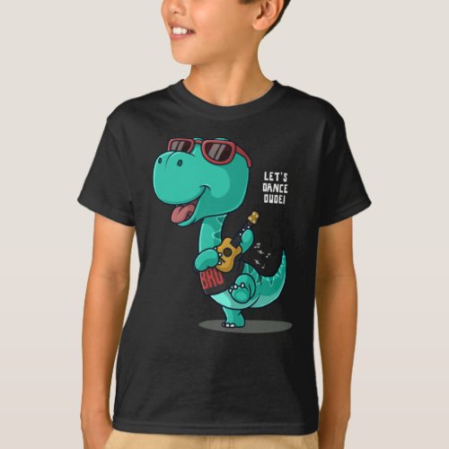 Cool dinosaur playing guitar T_Shirt