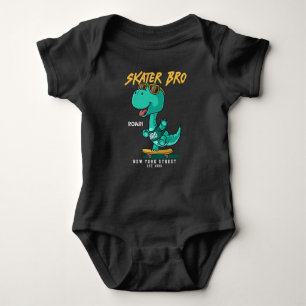 Cool dinosaur playing skateboard baby bodysuit