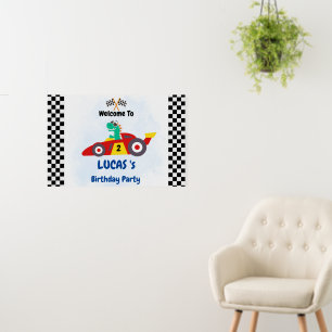 Cool Dinosaur red race car boy kids Birthday party Foam Board