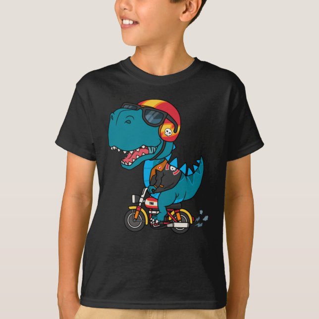 Cool dinosaur riding a motorcycle T-Shirt (Front)