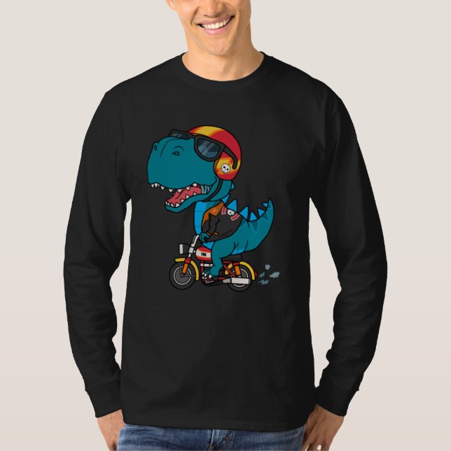 Cool dinosaur riding a motorcycle T-Shirt (Front)