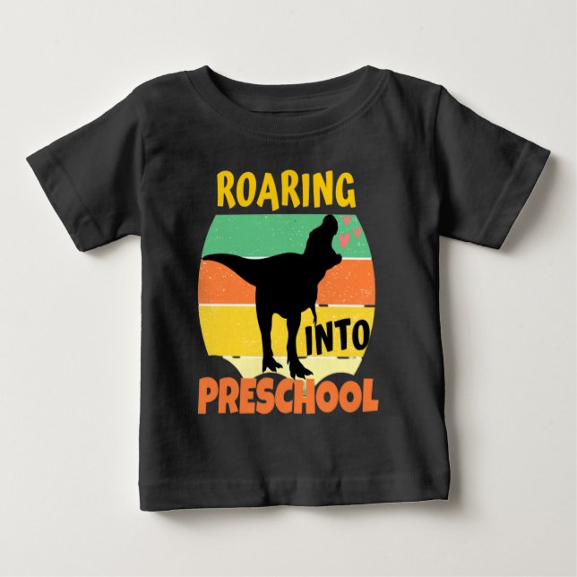 COOL DINOSAUR - ROARING INTO PRESCHOOL BABY T-Shirt (Front)