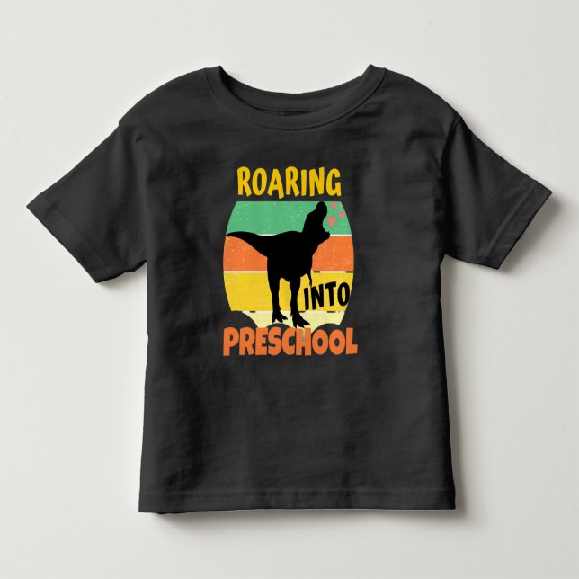 COOL DINOSAUR - ROARING INTO PRESCHOOL TODDLER T-SHIRT (Front)