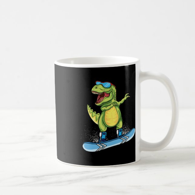 Cool Dinosaur Snowboarding Skiing Dabbing T Rex Sn Coffee Mug (Right)
