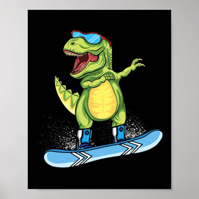 Cool Dinosaur Snowboarding Skiing Dabbing T Rex Sn Poster (Front)