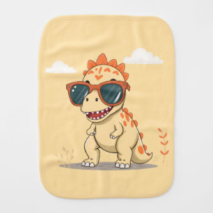 Cool Dinosaur with Sunglasses Funny Cute Kids' T-R Baby Burp Cloth
