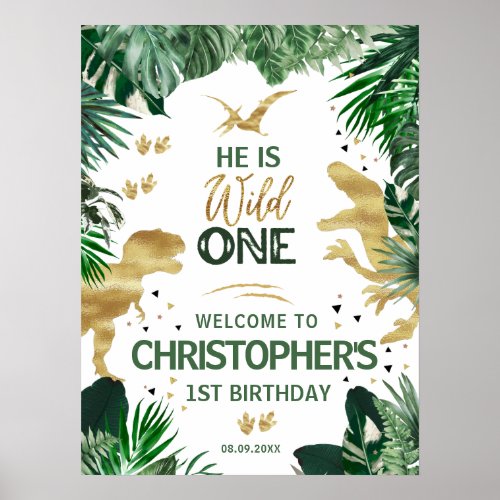 Cool Dinosaurs Birthday Party Welcome Poster