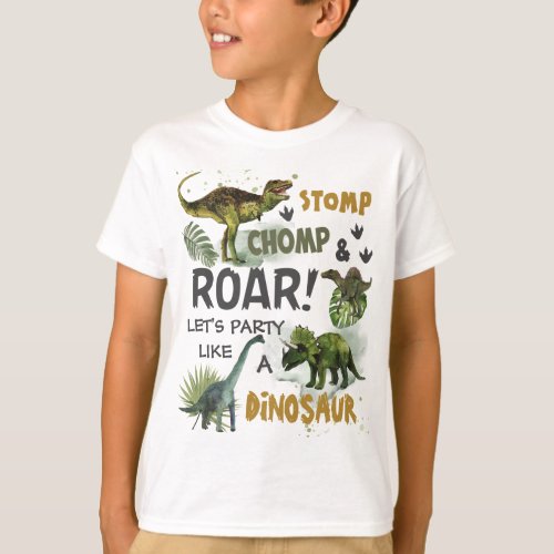 Cool Dinosaurs Jurassic Boy Birthday Outfit T_Shirt