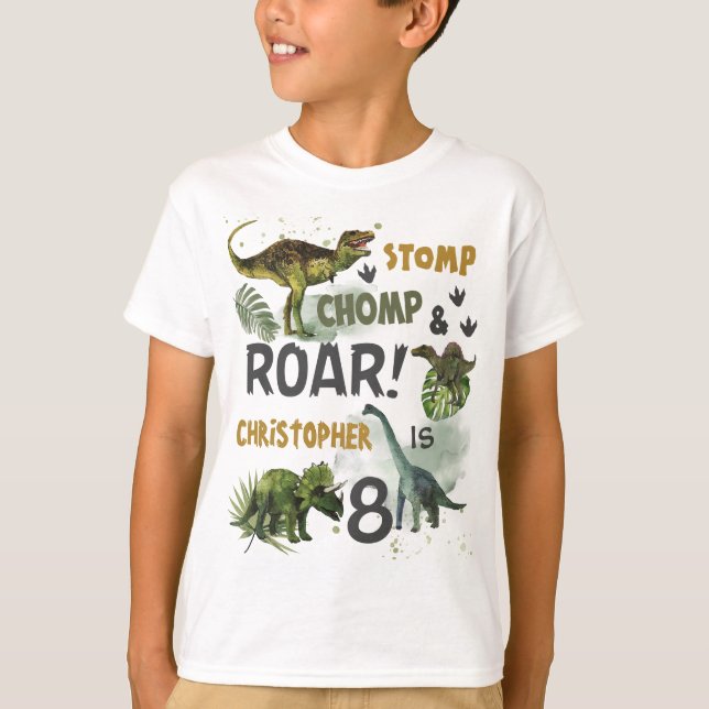 Cool Dinosaurs Jurassic Boy Birthday Outfit T-Shirt (Front)