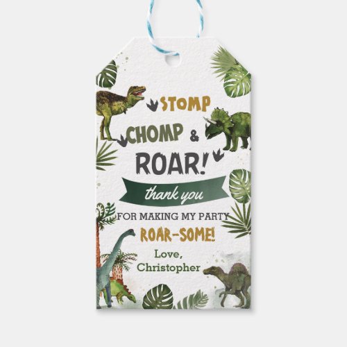 Cool Dinosaurs Jurassic Boy Birthday Party  Gift Tags