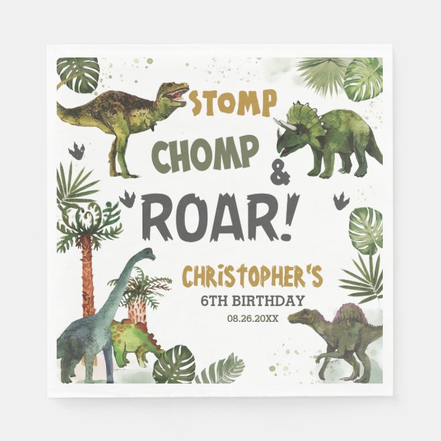 Cool Dinosaurs Jurassic Boy Birthday Party  Napkins (Front)
