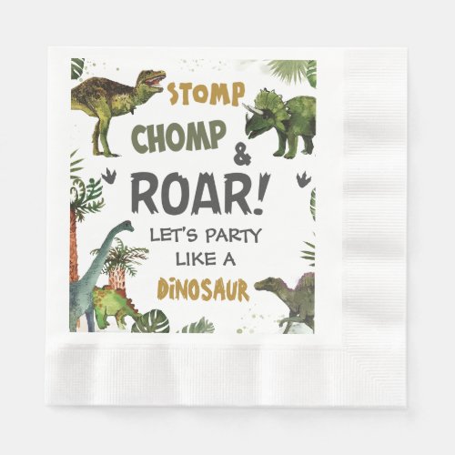 Cool Dinosaurs Jurassic Boy Birthday Party  Napkins