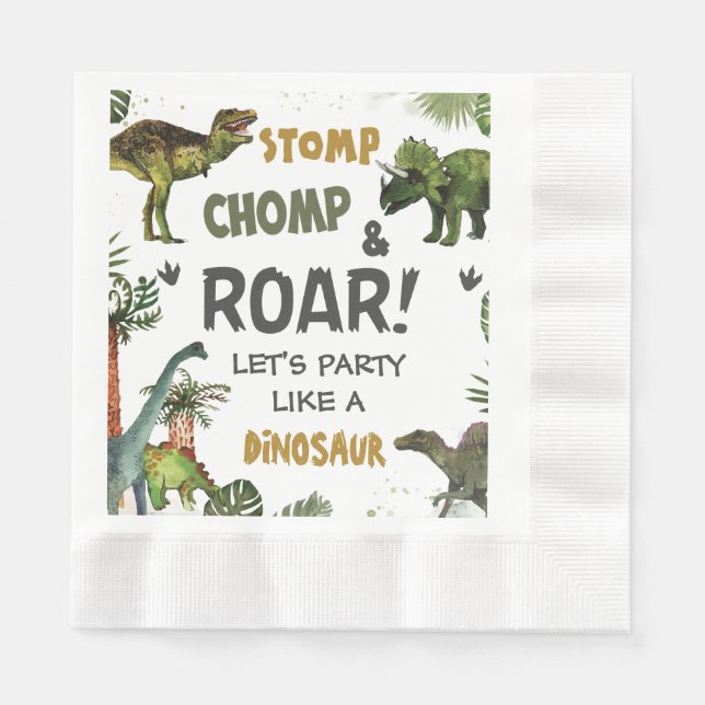 Cool Dinosaurs Jurassic Boy Birthday Party  Napkins (Front)